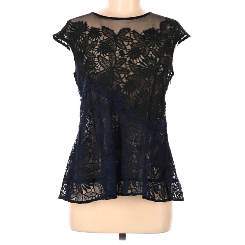Anthropologie Deletta Floral Lace Peplum Top